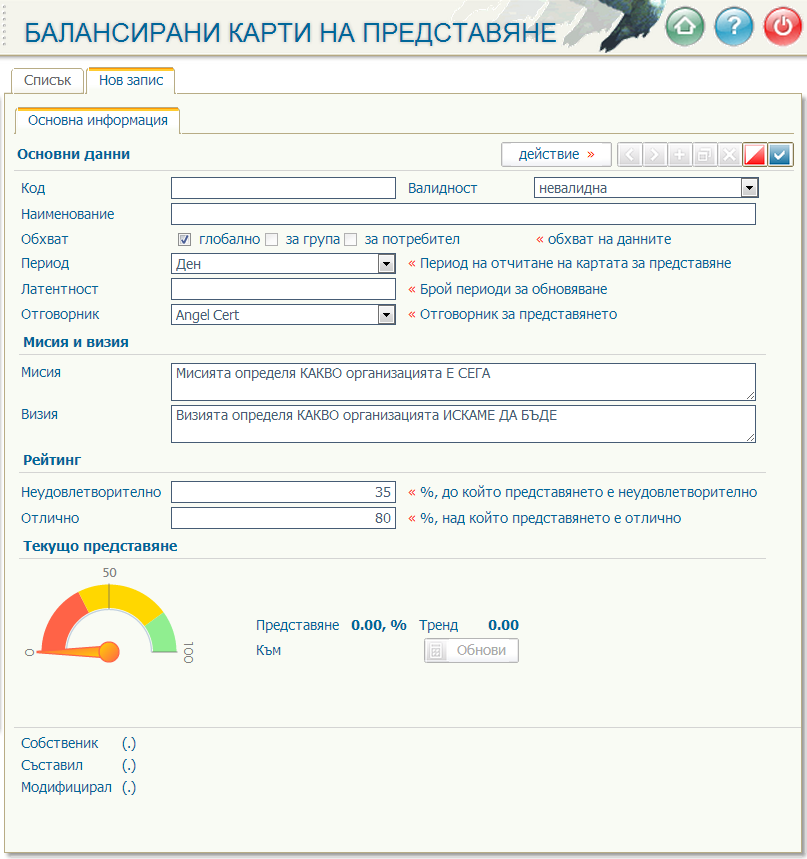 Нова карта на представяне