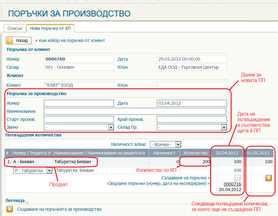 Нова ПП от клиентска поръчка