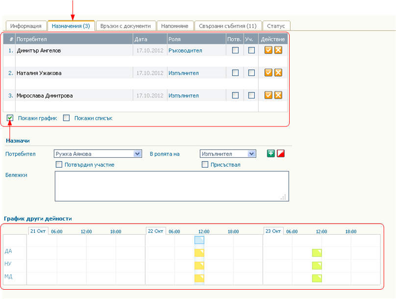 Работен лист Назначения