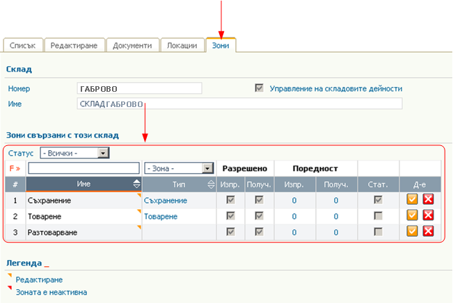 Складови локации и зони